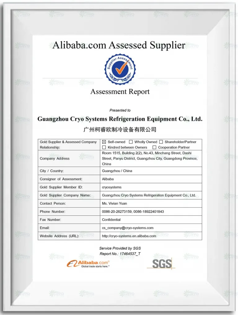 CRYO certification - SGS
